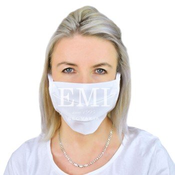 Ochranná rouška dvouvrstvá textilní bílá se šňůrkami EMI