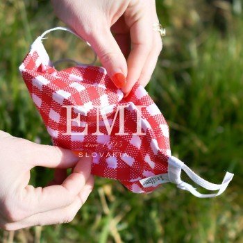 Ochranná rouška dvouvrstvá textilní červená s gumičkou EMI