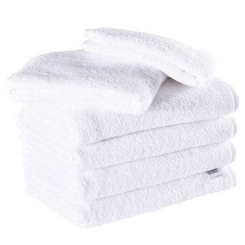 Sada ručníky a osušky bavlněné bílé 4 ks 50 x 100 cm + 2 ks 70 x 140 cm EMI