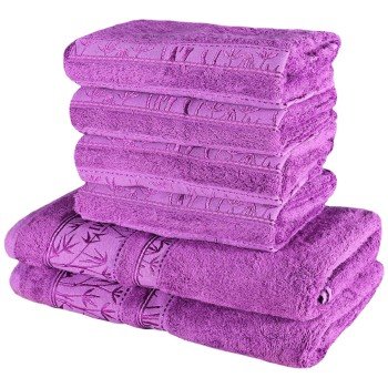 Sada fialových bambusových osušek a ručníků EMI