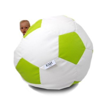 Sedací vak fotbalový míč malý bílo-limetkový EMI