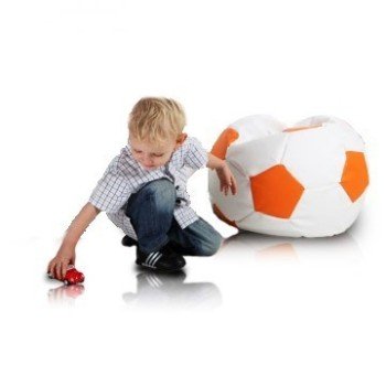 Sedací vak fotbalový míč malý bílo-oranžový EMI